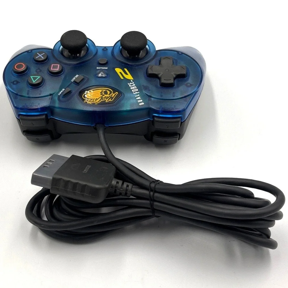 Mad Catz Dual Force 2 PS2 Controller Translucent Blue‎ Wired Gamepad 8216 2002